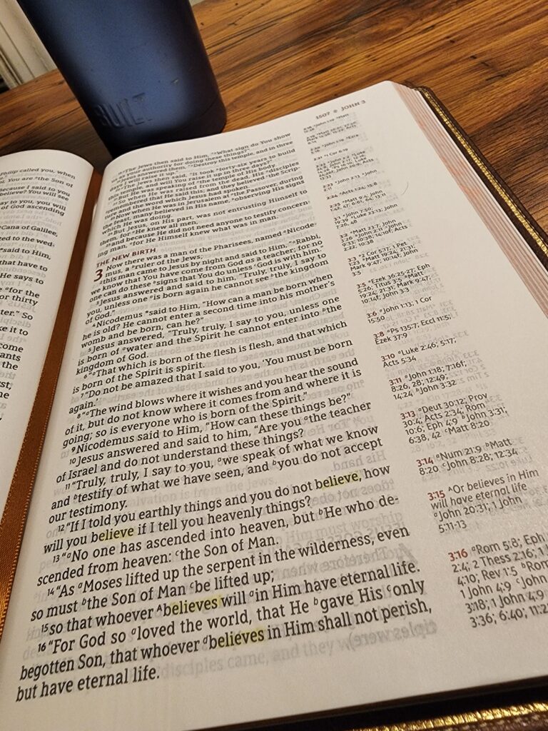 Open Bible John 3 and Coffee